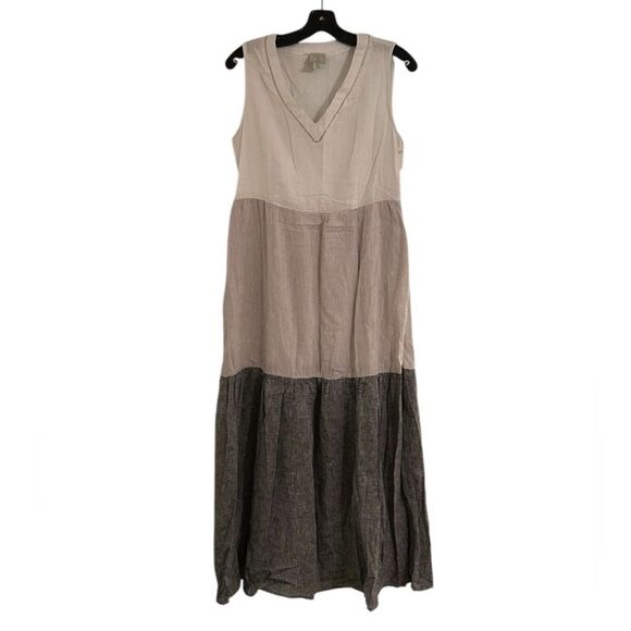 Joie Gray Cream Linen Blend Maxi Dress Size Small New with Tags - Picture 1 of 6
